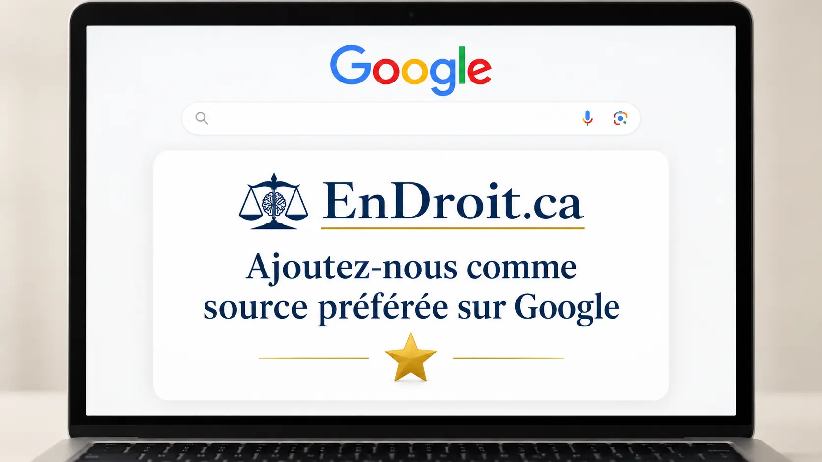 Ajoutez EnDroit.ca comme source préférée sur Google